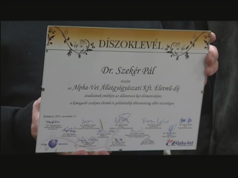 Életműdíj az állatorvosnak Életműdíj az állatorvosnak